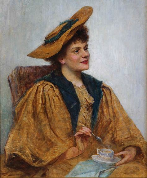 Gwen Mary John Taking Tea Beautiful Oil Portrait