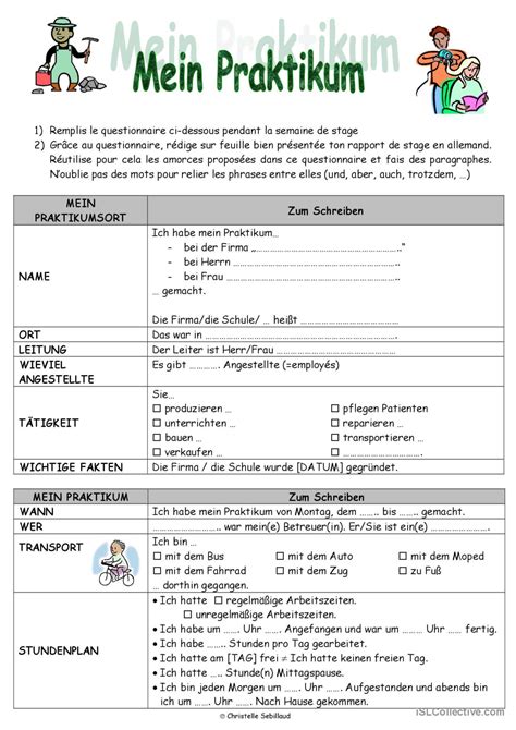 Praktikumsbericht Deutsch DAF Arbeitsblätter pdf doc