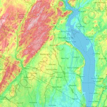 Rockland County topographic map, elevation, relief