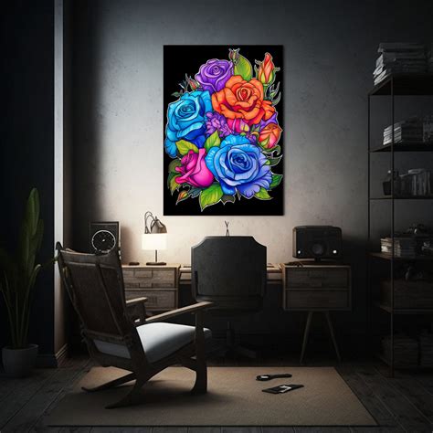 Cuadro Decorativo Estilo Galería Luminosidad Con Rosas De Colores