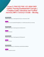 Exam 2 NSG122 NSG 122 2024 2025 Update Nursing Fundamental