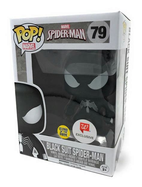 Funko Pop Marvel Black Suit Spider Man Walgreens Exclusive Gitd