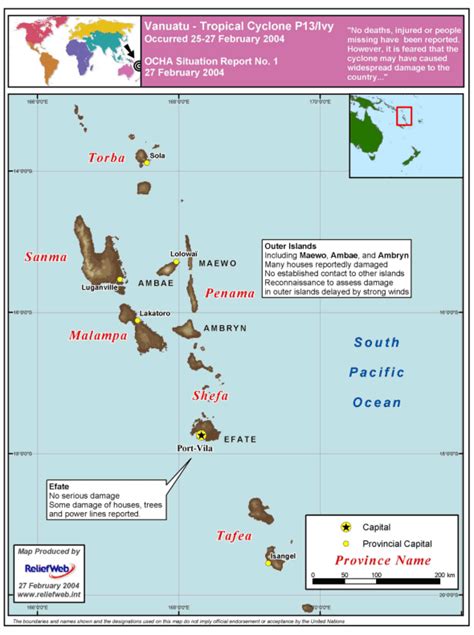 Vanuatu: Cyclone Ivy - Situation map - Vanuatu | ReliefWeb