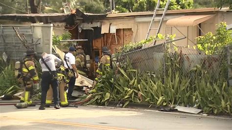 Mdfr Work To Extinguish Fire After Trailer Is Left Torched In Miami