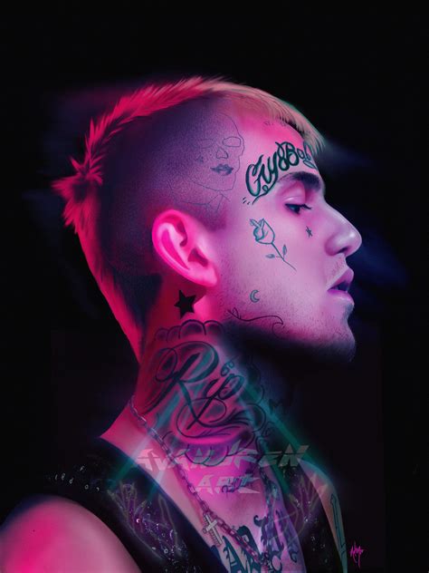 Neon Lil Peep Art Print 8x10 Inch Etsy