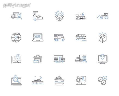 Supply Chain Outline Icons Collection Logistics Management