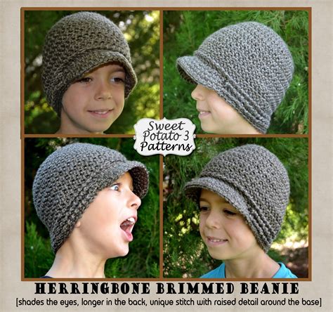 Herringbone Brimmed Beanie Pattern Release Sweet Potato 3