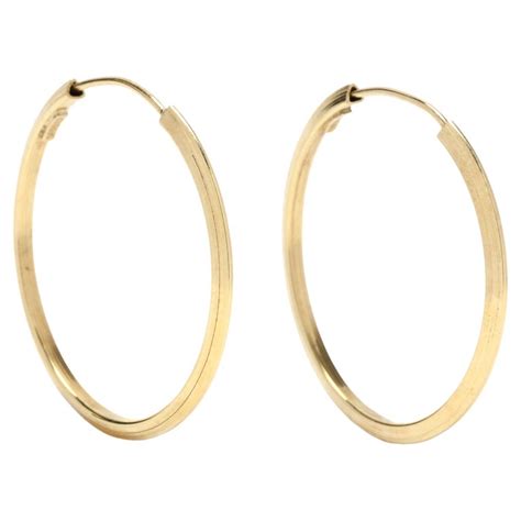 Italian Knife Edge Endless Hoop Earrings 18kt Yellow Gold For Sale At 1stdibs