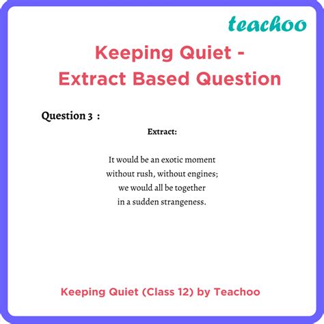 English Poem Class 12 Keeping Quiet Extra Question Flamingo