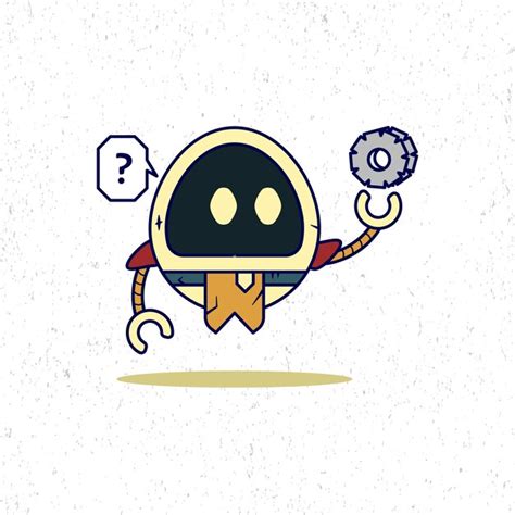 Premium Vector Cute Egg Robot Cartoon Icon Illustration Holding Gear