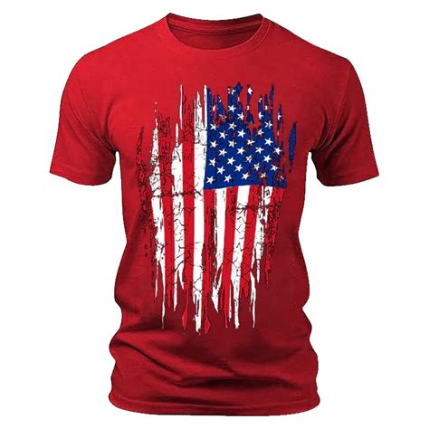 Llimed Men Tee Shirts Graphic Red White Blue Star Stripes Patriotic T Shirt Short Sleeve T Shirt