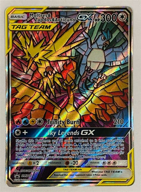 Moltres Zapdos Articuno Gx Sm Pokemon Stained Glass Birds Hidden