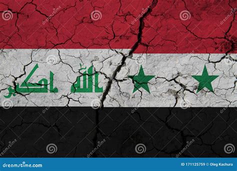 Flag of Syria and Iraq on Textured Cracked Earth. the Concept of Cooperation between the Two ...