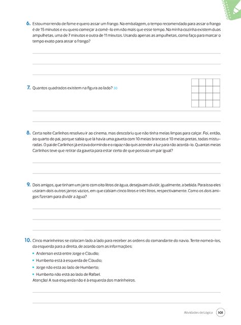 Atividade De Raciocínio Lógico 7 Ano - Matemática EF: 7º Ano - Atividade de raciocínio lógico - Matemática Básica