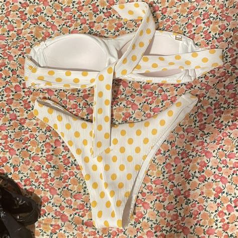 Luli Fama Yellow Polka Dot Bikini Set Soooo Cute Depop