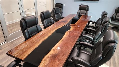 Black Walnut Conference Table With Midnight Black Resin River