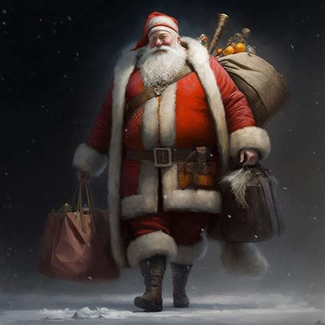 Premium AI Image Santa Claus Carrying A Sack Of Presents And A Bag Of