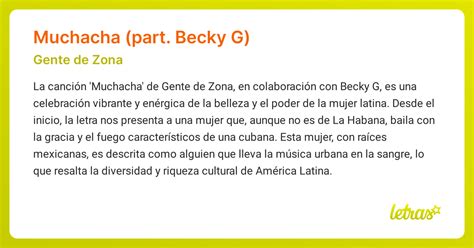 O Que Significa Muchacha - Significado de la canción MUCHACHA (PART. BECKY G) (Gente de Zona ...