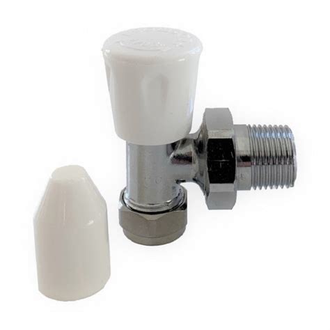 15mm Angled Standard Wheelhead Radiator Valve With Lockshield White