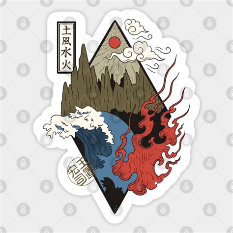 Four Elements Beautiful Japanese Composition Japan Sticker Teepublic