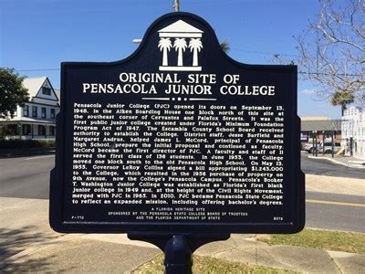 Original Site of Pensacola Junior College - Florida Historical Markers ...