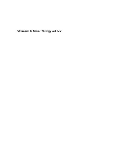 Introduction To Islamic Theology And Law By Ignac Goldziher Pdf