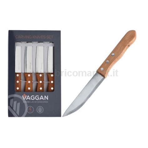 BRICO MARKET SRL SET 4 COLTELLI IN ACCIAIO CON MANICO IN LEGNO