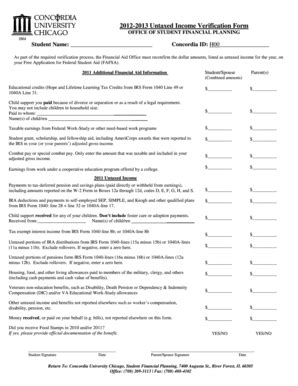 Fillable Online Cuchicago Untaxed Income Verification Form