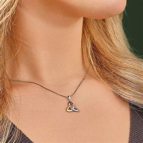 Silver Gold Diamond Trinity Knot Necklace CladdaghRings