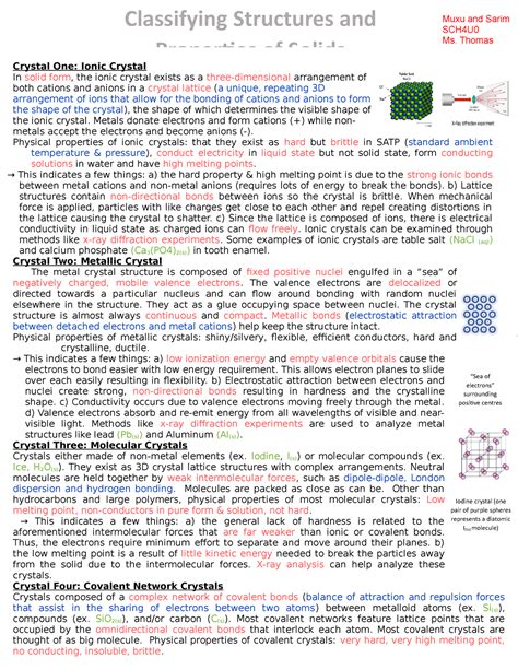 Sch4u Assignment 1 Stse Crystal One Ionic Crystal In Solid Form The Ionic Crystal Exists As