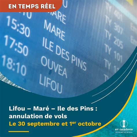 Annulations de vols les 30 09 et 01 10 Maré Ile des Pins Lifou