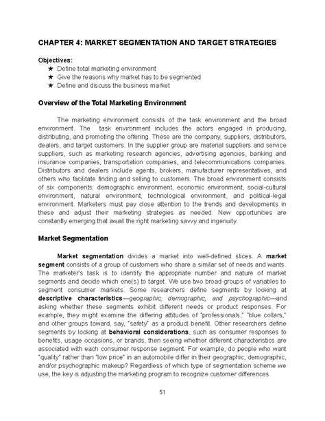 Business Marketing Chapter 4 - CHAPTER 4: MARKET SEGMENTATION AND