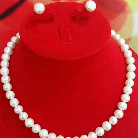 Jual Set Kalung Giwang Mutiara Air Tawar Super Bersertifikat Ukuran