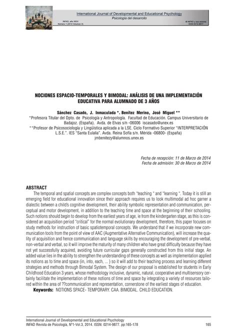 Nociones espacio temporales y bimodal análisis de una