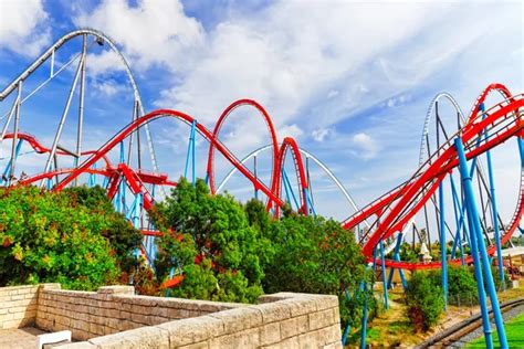 Salou Spain June Roller Coaster Port Aventura Amusement Park Spain