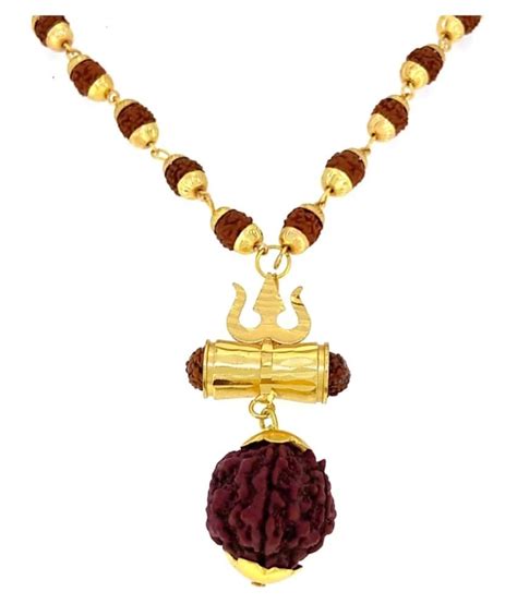 Shiv Omkar Lord Shiv Trishul Damru Locket With Puchmukhi Rudraksha Mala