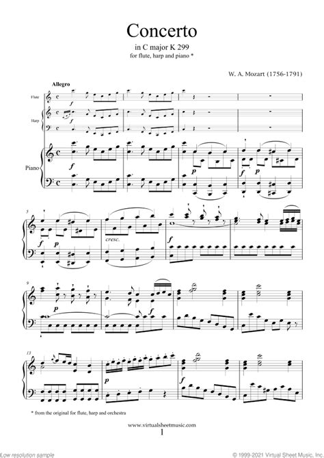 Mozart Flute Harp Concerto In C Major K Sheet Music Pdf