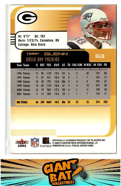 2002 Fleer Focus Jersey Edition 63 Terry Glenn EBay