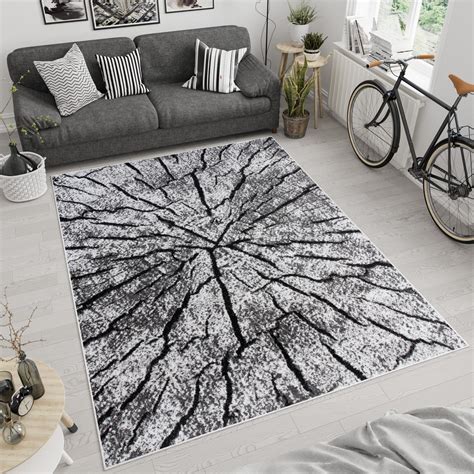 TAPISO Luxury Tapis de Salon Chambre Ado Bébé Design Modern Gris Noir