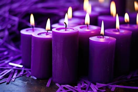 Premium AI Image | Closeup of purple lenten candles on an altar