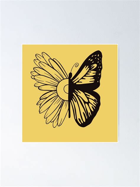 Sunflower And Butterfly Poster For Sale By Raftel Ai Redbubble