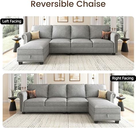 Nolany Convertible Sectional Sofa L Shape Couch With Reversible Chaise