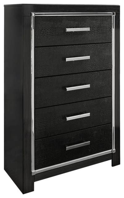 Bowery Hill Contemporary Drawer Engineered Wood Chest In Dark Gray