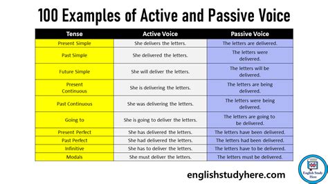 100 Examples Of Active And Passive Voice English Study Here