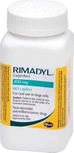 Discontinued Rimadyl Carprofen Caplets For Dogs 100 Mg 180