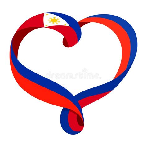 Philippines Flag Ribbon Shaped Heart Stock Vector Illustration Of