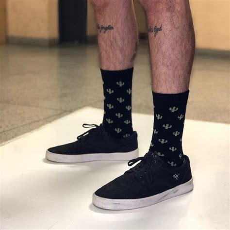 Meia Cano Longo Preta De Algod O Cactos Hoahi Gal Lingerie Calcinhas Suti S Cuecas Meias