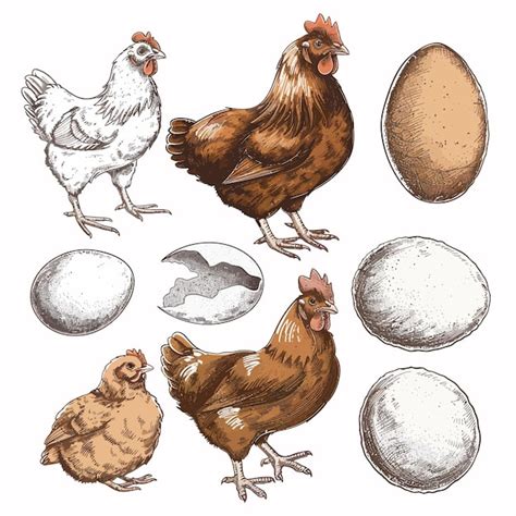 Premium Vector | A drawing of a chicken and eggs