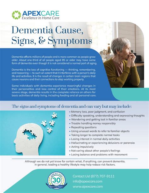 Dementia Cause, Signs, & Symptoms - ApexCare Home Health Care