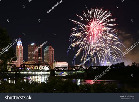 Columbus Ohio Fireworks On Independence Day Stock Photo 447994846